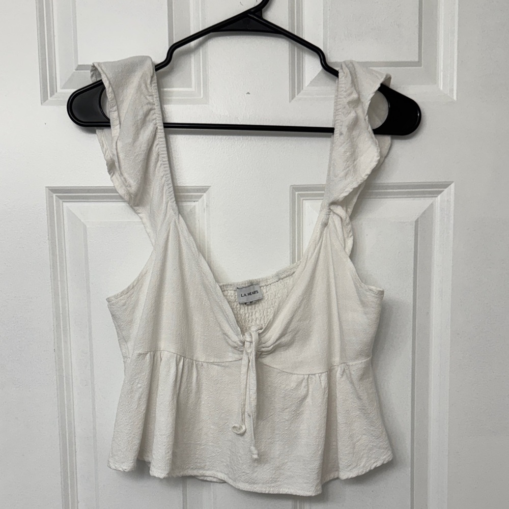 PacSun White Tie-Front Flowy Tank